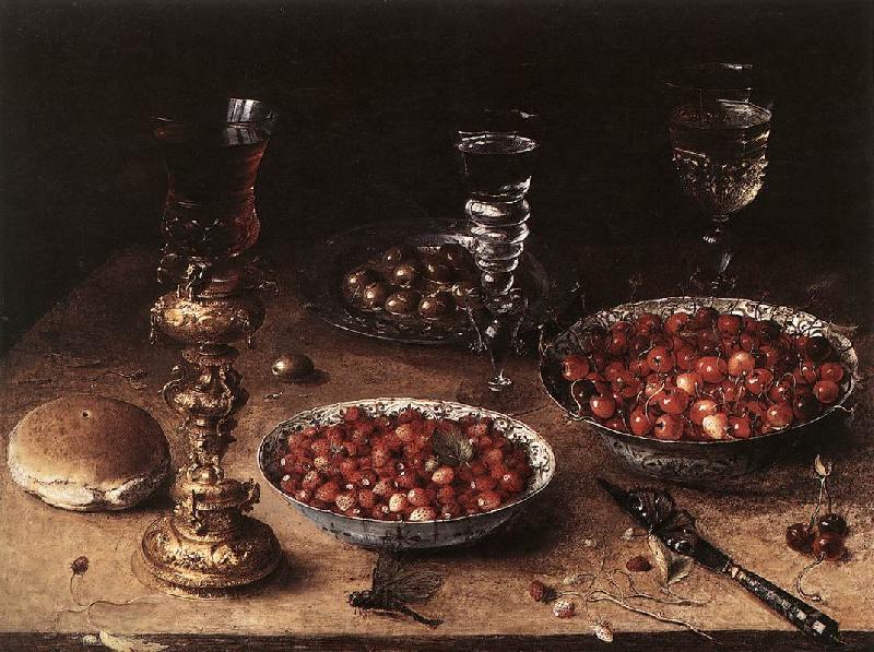 BEERT, Osias Still-Life with Cherries and Strawberries in China Bowls Norge oil painting art